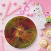 Abstract rood Oranje bruin fractaal kunstventilato Papieren Bordje (Feest)