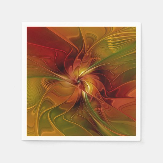 Abstract rood Oranje bruin fractaal kunstventilato Servet (Voorkant)