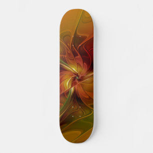 Abstract rood Oranje bruin groen fractal art Skateboard