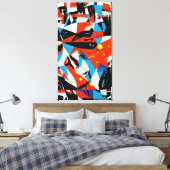 Abstract rood ritme canvas afdruk (Insitu (Slaapkamer))