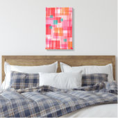 Abstract rood roze blauwgroen Geometric Squares Pa Canvas Afdruk (Insitu (Slaapkamer))