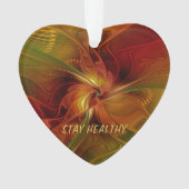 Abstract Rood Sinaasappel Bruin Groen Fractal Art Ornament (voorkant)