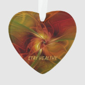 Abstract Rood Sinaasappel Bruin Groen Fractal Art  Ornament (achterkant)