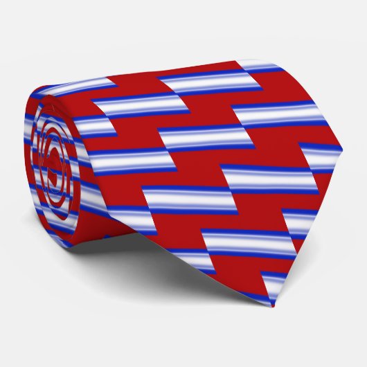 Abstract rood wit blauw stropdas (Opgerold)