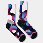 Abstract rood wit en blauw 2 sokken (Rechts)
