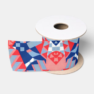 abstract rood wit en blauw afdruknr. 1 lint