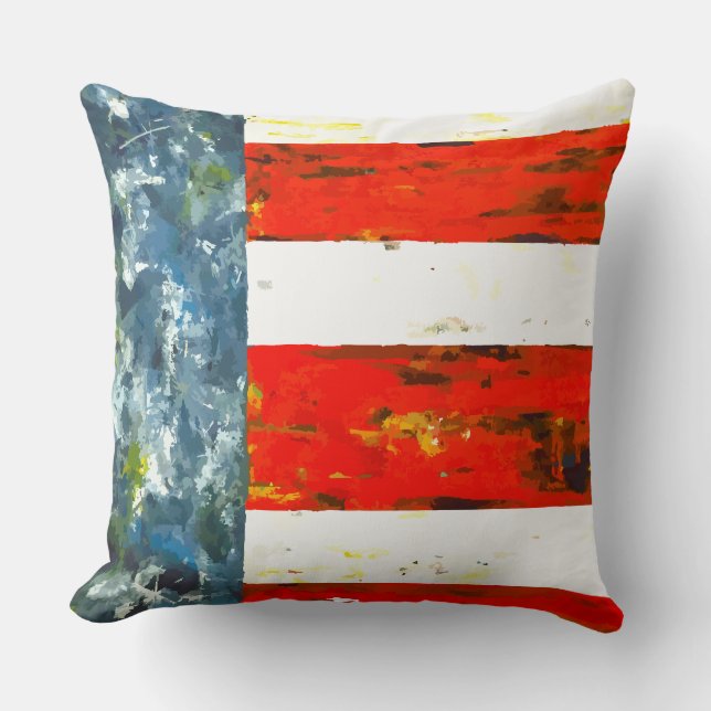 Abstract Rood, Wit en Blauw Vlag-als Vierkant Kussen (Voorkant)