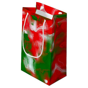 Abstract rood, wit en groen klein cadeauzakje
