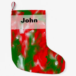 Abstract rood, wit en groen kleine kerstsok