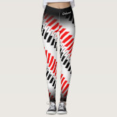 Abstract rood wit en zwart Patroon met naam Leggings (Voorkant)