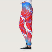 Abstract rood wit patroon met Jouw naam Leggings (Links)