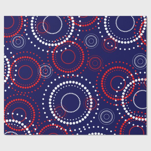Abstract rood wit vuurwerk op Blauw Cadeaupapier (Vlak)