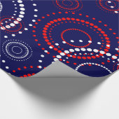 Abstract rood wit vuurwerk op Blauw Cadeaupapier (Hoek)