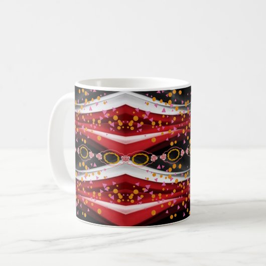 Abstract Rood Wit Zwart Mok (Voorkant links)