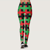 Abstract rood, zwart en groen leggings (Achterkant)