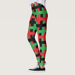 Abstract rood, zwart en groen leggings