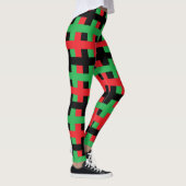 Abstract rood, zwart en groen leggings (Rechts)