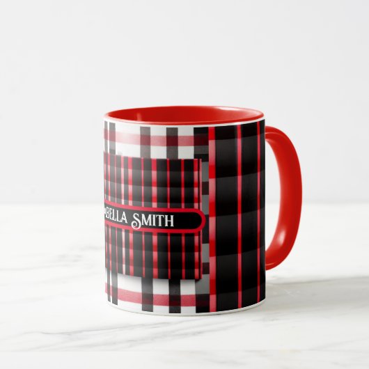 Abstract rood zwart geplakt modern Collectie Mok (Voorkant rechts)