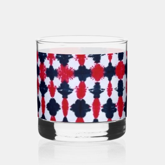 Abstract rood zwart modern rotsglas whisky glas (Voorkant)