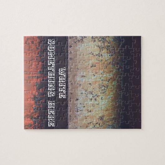 Abstract roodbruine roestroestvrij legpuzzel (Horizontaal)