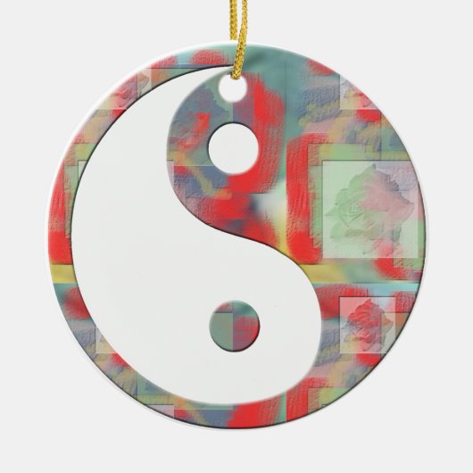 Abstract Roos Floral Yin Yang Keramisch Ornament (Voorkant)