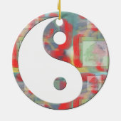 Abstract Roos Floral Yin Yang Keramisch Ornament (Achterkant)