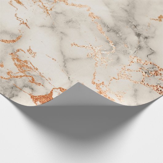 Abstract Roos Koraal Blush Grijze marmer Stone Cadeaupapier (Hoek)