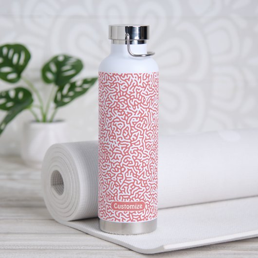 Abstract Roos Red Artistic Turing Pattern Waterfles (Yoga)