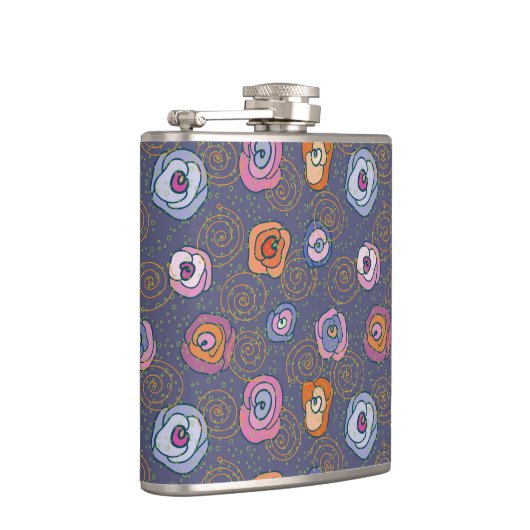 Abstract roos veldpatroon heupfles (Rechts)