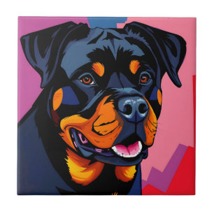 Abstract Rottweiler Portret Hedendaags Tegeltje