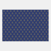Abstract Royal Blue en Gold Pattern Inpakpapier Vel (Voorkant 3)