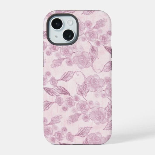 Abstract Roze bloemen iPhone 15 Hoesje (Achterkant)
