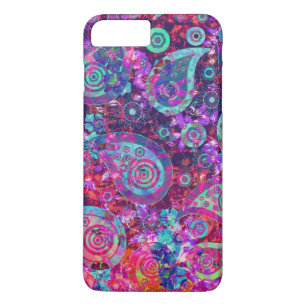  Abstract Roze en Aqua Paisley iPhone 8 Plus / 7 Plus Hoesje