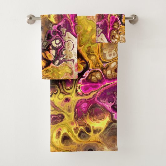 Abstract roze en geel marmeren stropdas kleurpatro bad handdoek (Insitu)