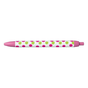 Abstract Roze en Groene Punt Ontwerp Zwarte Inkt Pen