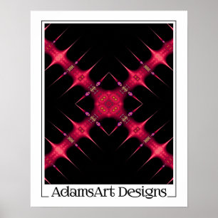 Abstract roze en rood kruis poster