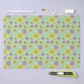 Abstract roze & geel bloemweefselpapier tissuepapier (Craft)