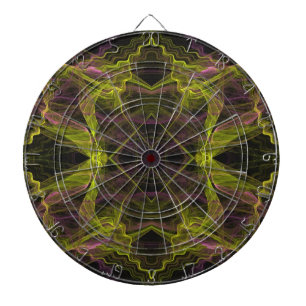 Abstract roze, geel en zwart fractal Dart Board Dartbord