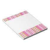 Abstract roze groen patroon + stippen bloemen hart notitieblok (Schuin)