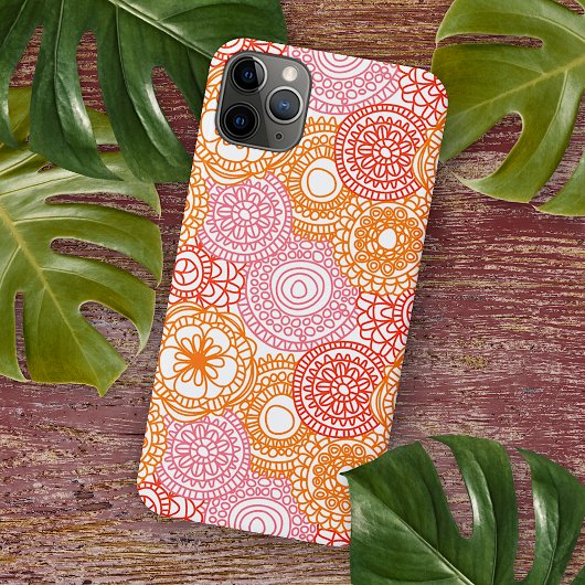 Abstract roze koraal rood Oranje flessenkunstpatro Case-Mate iPhone Case