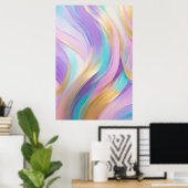 Abstract Roze Lila Turquoise Gold Poster (Thuiskantoor)