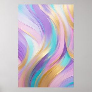 Abstract Roze Lila Turquoise Gold Poster