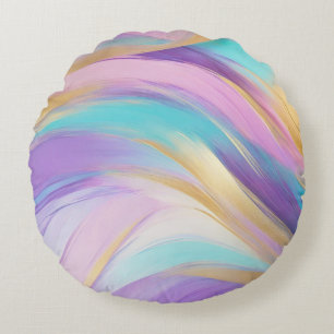Abstract Roze Lila Turquoise Gold Rond Kussen