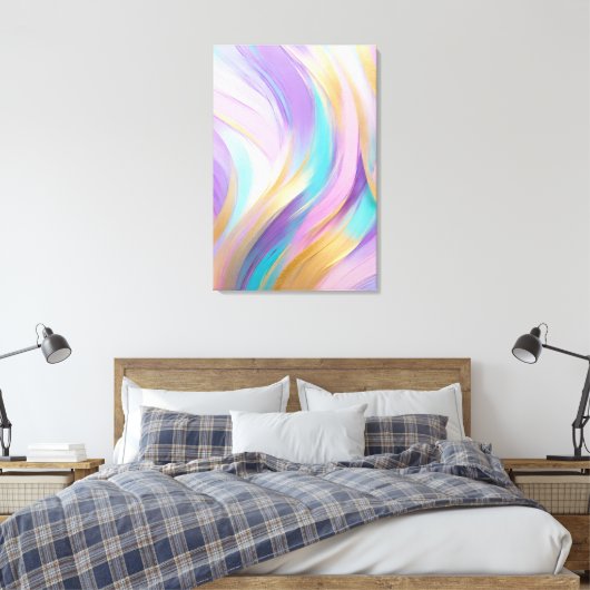 Abstract Roze Lila Turquoise Goud Canvas Afdruk (Insitu (Slaapkamer))