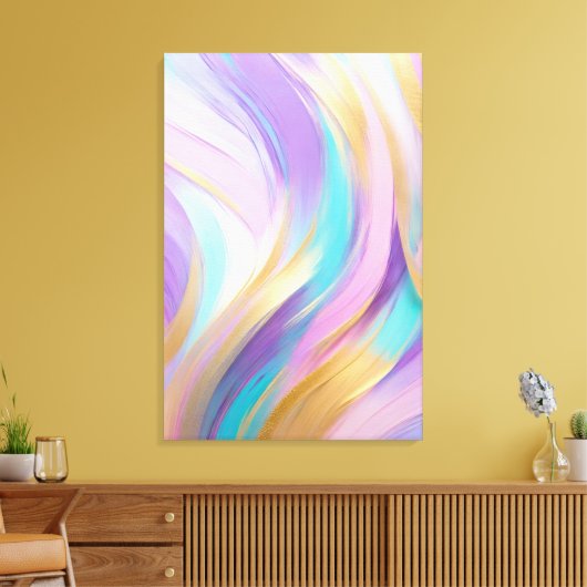 Abstract Roze Lila Turquoise Goud Canvas Afdruk (Insitu (Woonkamer))