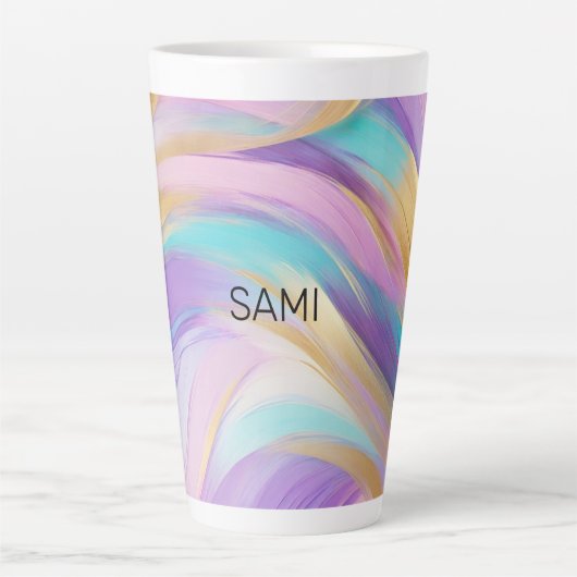 Abstract Roze Lila Turquoise Goud Latte Mok (Voorkant)