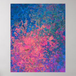 Abstract, roze, Paars en blauw, alcoholinkt Poster
