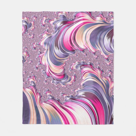 Abstract Roze Paarse Spiral Fractal Fleece Deken (Voorkant)