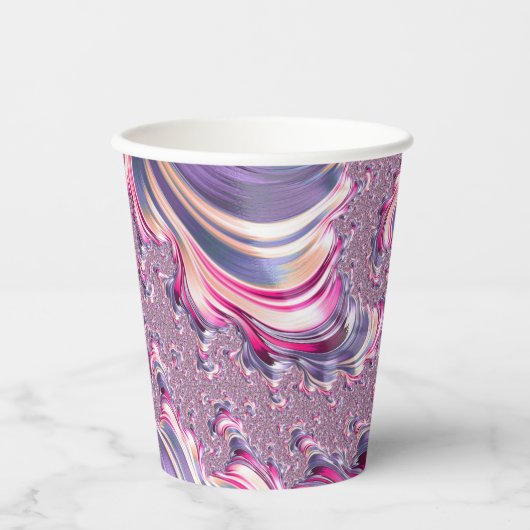 Abstract Roze Paarse Spiral Fractal Papieren Bekers (Voorkant)