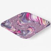 Abstract Roze Paarse Spiral Fractal Papieren Bordje (Gebogen)